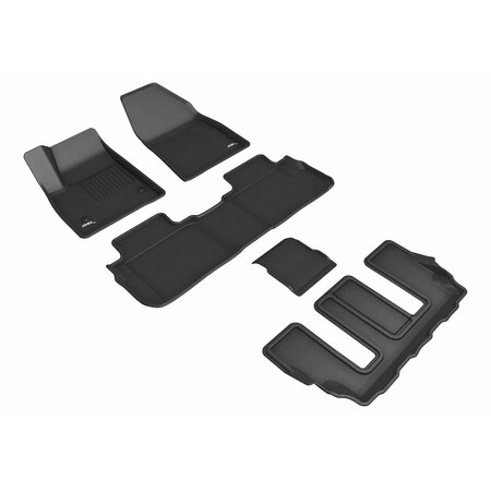 3D MATS USA Custom Fit, Raised Edge, Black, Thermoplastic Rubber Of Carbon Fiber Texture, 5 Piece L1CD02101509